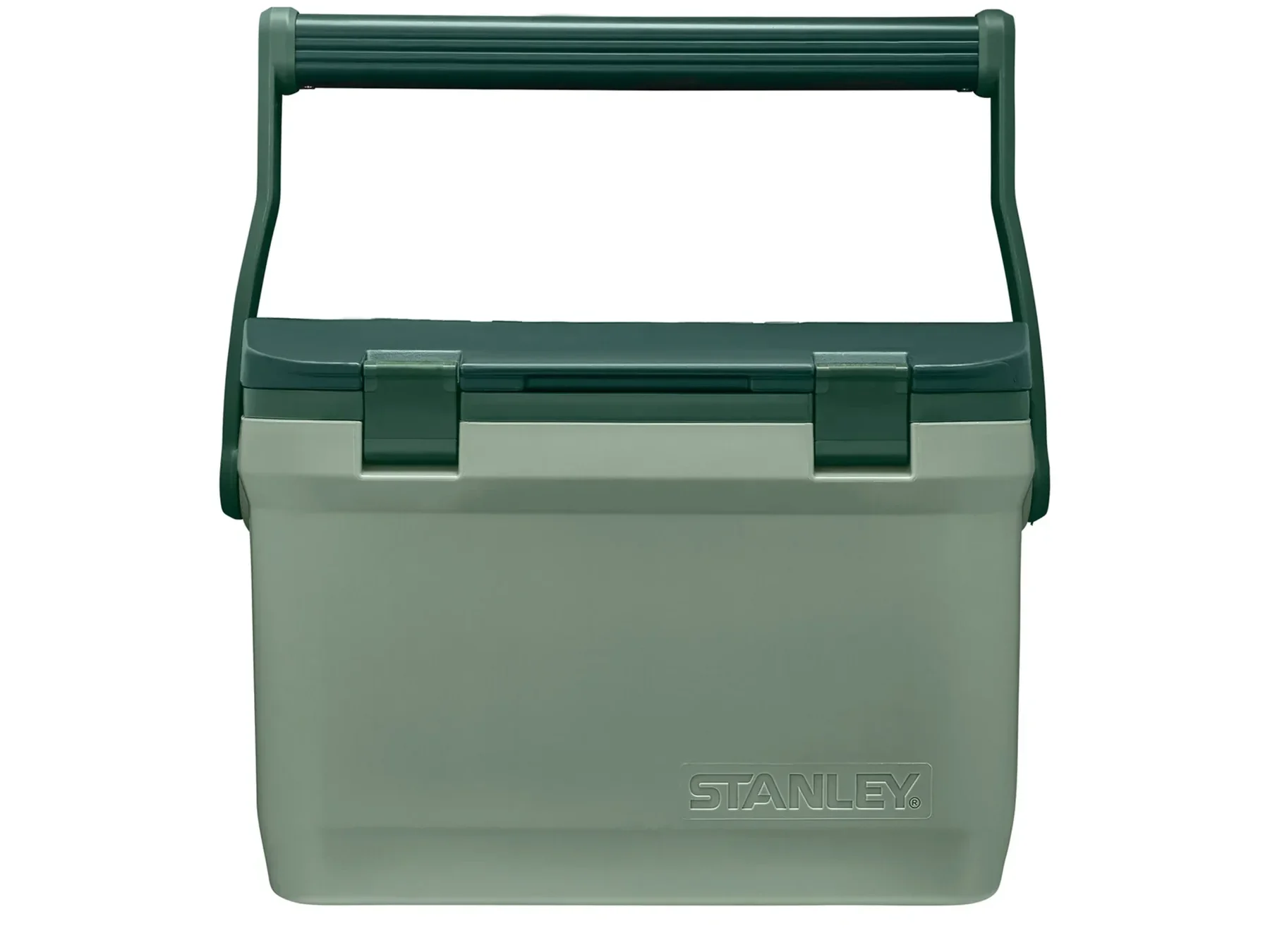 商品名を新ラッチというSTANLEY株式会社の緑色のクーラーボックス