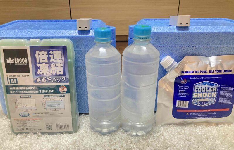 LOGOS vs クーラーショックの保冷力実験の様子