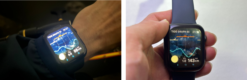 夜撮影したApple Watchタイドグラフ