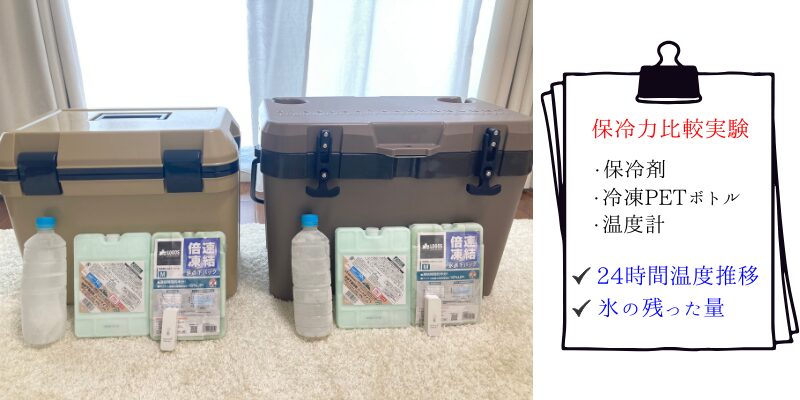 ハイランドクーラーとCHARMANT保冷力比較様子
