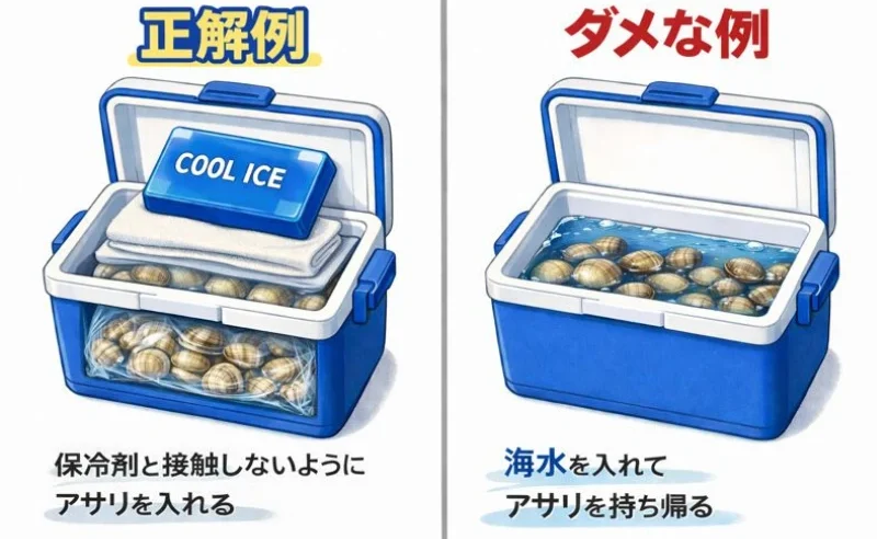 アサリの持ちかえり方