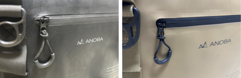 ANOBAブリザード前面のポケットとロゴ