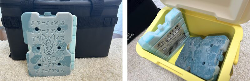 フツーノアイスとアイリスオーヤマ保冷剤のサイズ比較